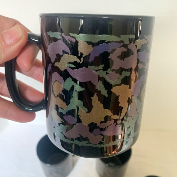 RETRO  90s BLACK COFFEE MUGS |  Set of 5 | Metallic Design. - Picture 7 of 7